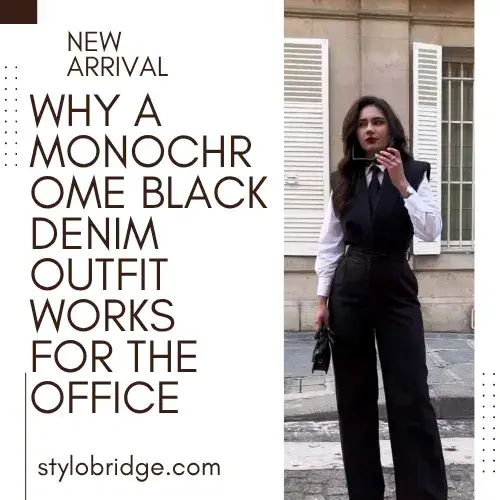 Why a Monochrome Black Denim Outfit Works for the Office